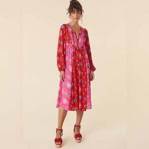 Spell Solstice Midi Dress in Salsa Rose